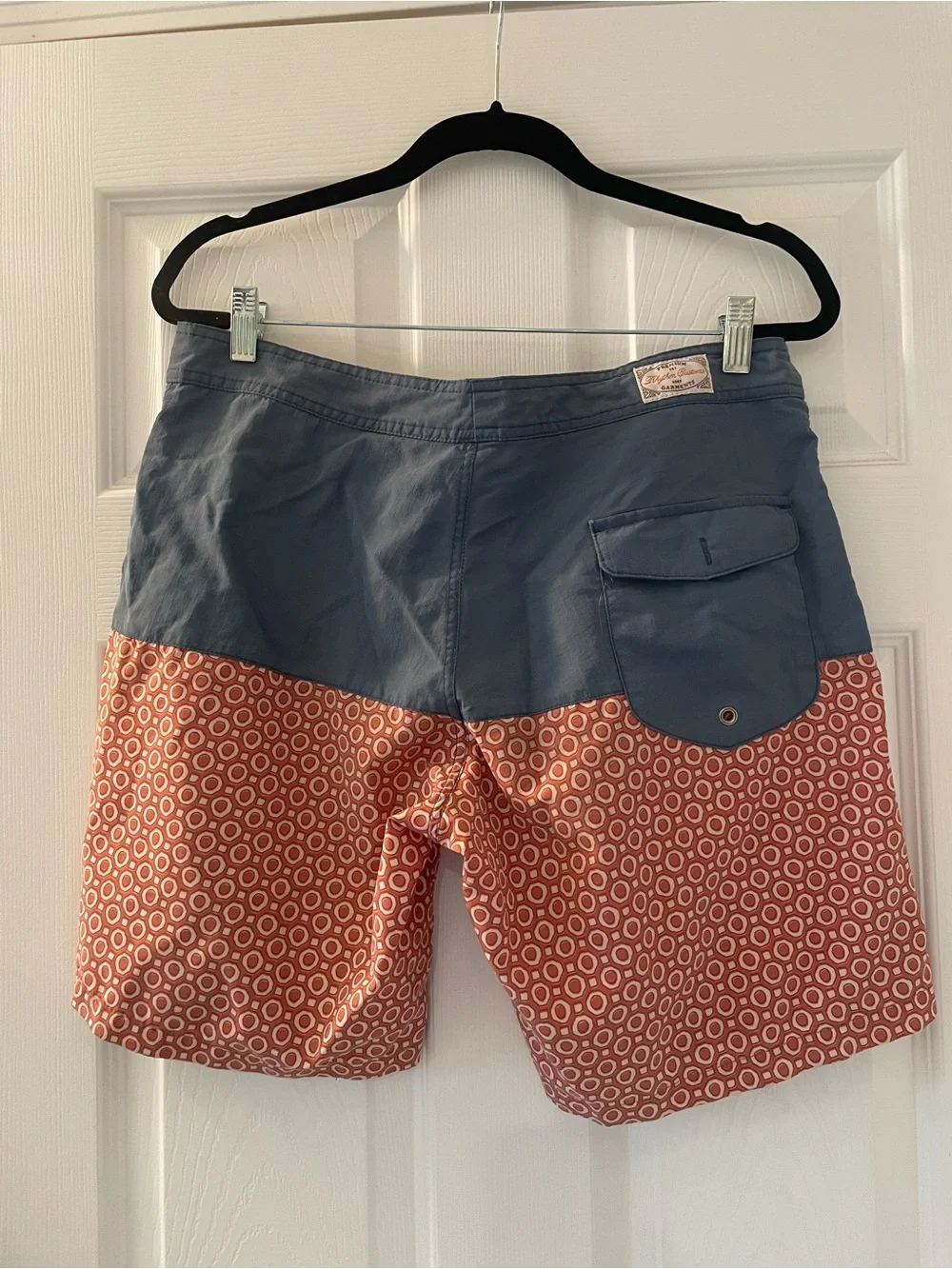 Rhythm. Men’s Slate Blue and Coral Pattern Swim Board Shorts